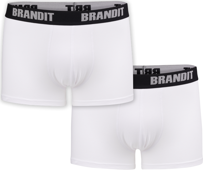 Brandit Boxerky Boxershorts Logo [sada 2 ks] bílé + bílé 3XL