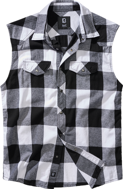 Brandit Košile Checkshirt Sleeveless bílá | černá 7XL