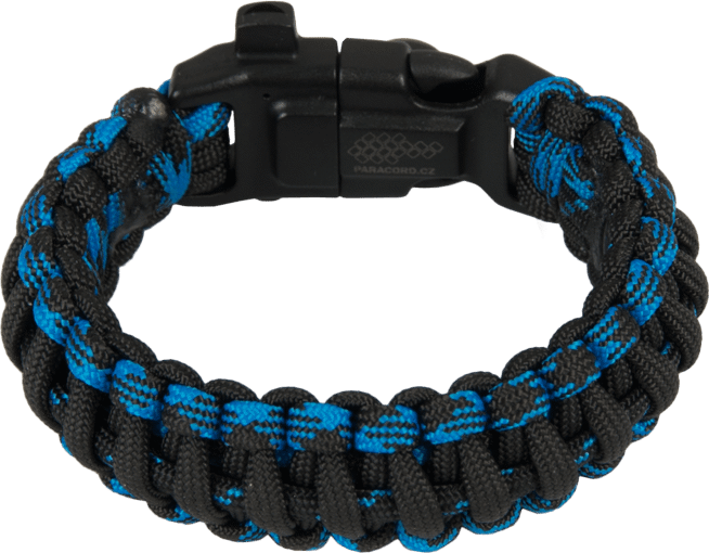 Náramek Paracord FIRESTARTER II. černá | modrá M