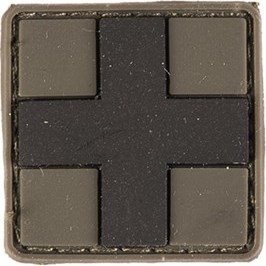 Nášivka gumová 3D: Kříž malý olivová | černá