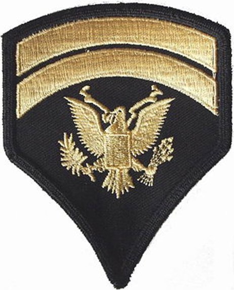 Nášivka: Hodnost US ARMY rukávová Specialist Sixth Class černá | žlutá