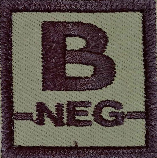 Nášivka: Krevní skupina B NEG olivová | černá