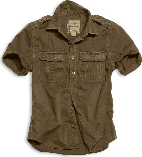 Surplus Košile Raw Vintage Shirt 1/2 hnědá S