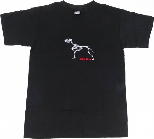 Tričko s kostrou psa [vyšívané] černé L