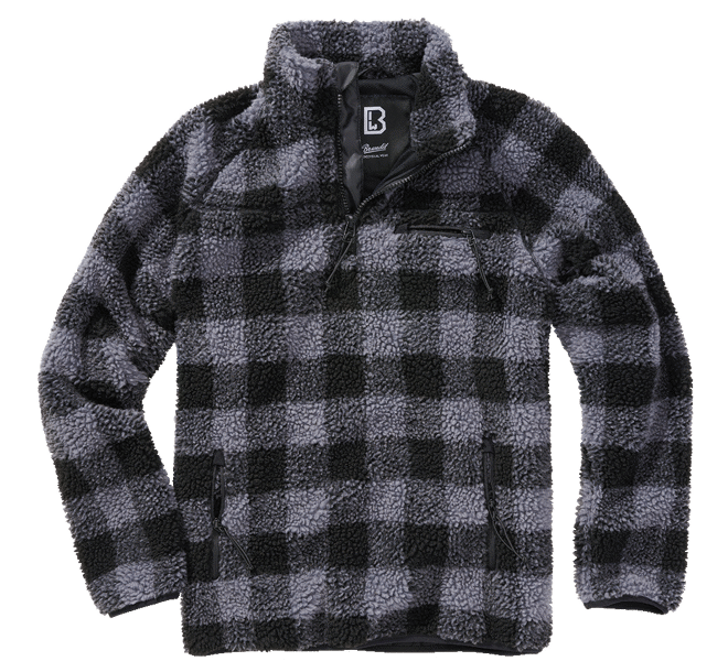 Brandit Svetr Teddyfleece Troyer černá | šedá 5XL