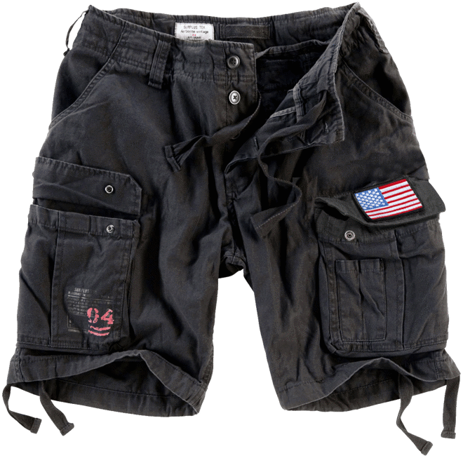 Kalhoty krátké Airborne Vintage Shorts Patch černé 5XL